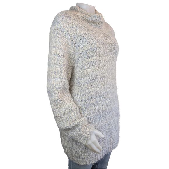 NEW Jones New York Turtleneck Tunic Sweater XL Fuzzy Boucle Gray White Oversized - Picture 3 of 10